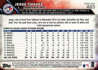 2016 Topps Mini #465 Jesse Chavez Back