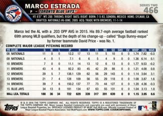 2016 Topps Mini #466 Marco Estrada Back