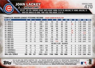 2016 Topps Mini #470 John Lackey Back