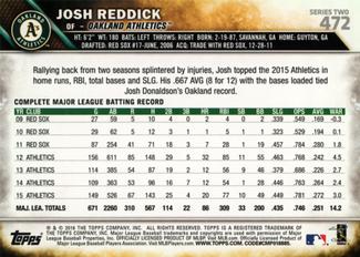 2016 Topps Mini #472 Josh Reddick Back