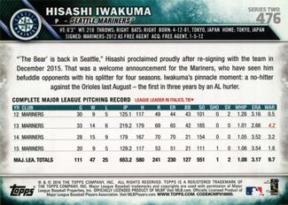 2016 Topps Mini #476 Hisashi Iwakuma Back