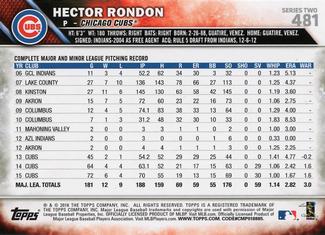 2016 Topps Mini #481 Hector Rondon Back