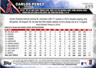 2016 Topps Mini #499 Carlos Perez Back