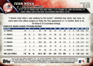 2016 Topps Mini #535 Ivan Nova Back