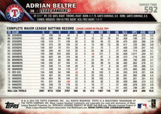 2016 Topps Mini #592 Adrian Beltre Back