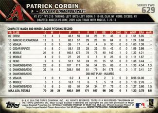 2016 Topps Mini #629 Patrick Corbin Back