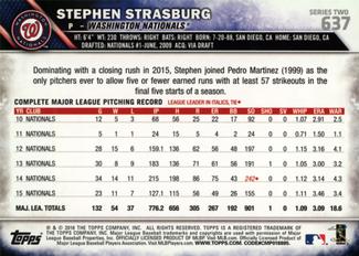 2016 Topps Mini #637 Stephen Strasburg Back