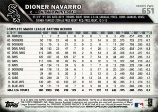 2016 Topps Mini #651 Dioner Navarro Back