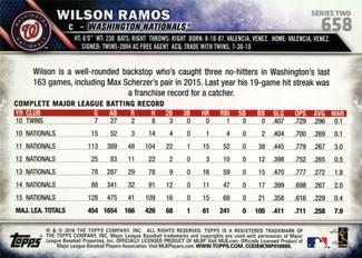 2016 Topps Mini #658 Wilson Ramos Back