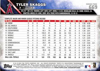 2016 Topps Mini #669 Tyler Skaggs Back