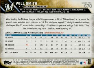 2016 Topps Mini #670 Will Smith Back