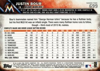 2016 Topps Mini #699 Justin Bour Back
