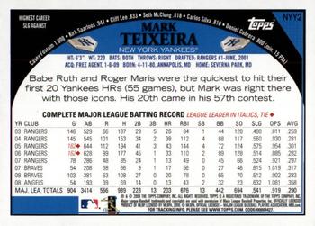 2009 Topps New York Yankees World Series #NYY2 Mark Teixeira Back