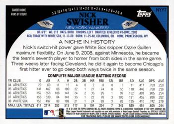 2009 Topps New York Yankees World Series #NYY7 Nick Swisher Back