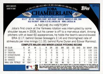 2009 Topps New York Yankees World Series #NYY9 Joba Chamberlain Back
