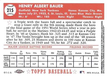 2002 Topps Chrome - 1952 Reprints #52R-19 Hank Bauer  Back
