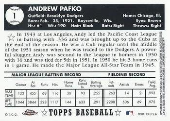 2002 Topps Chrome - 1952 Reprints #52R-4 Andy Pafko  Back