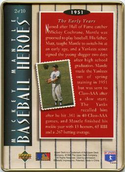 1995 Upper Deck Baseball Heroes Mickey Mantle 10-Card Tin #2 Mickey Mantle Back