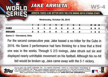 2016 Topps Chicago Cubs World Series Champions Box Set #WS-4 Jake Arrieta Back