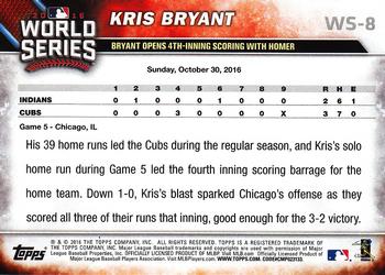 2016 Topps Chicago Cubs World Series Champions Box Set #WS-8 Kris Bryant Back