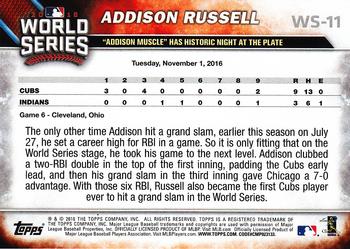 2016 Topps Chicago Cubs World Series Champions Box Set #WS-11 Addison Russell Back
