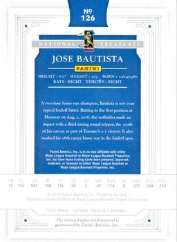 2016 Panini National Treasures #126 Jose Bautista Back