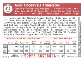 2002 Topps Chrome - 1952 Reprints Refractors #52R-10 Jackie Robinson  Back