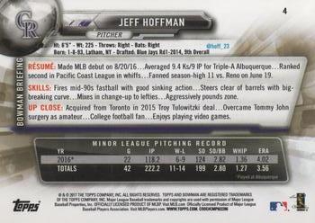2017 Bowman #4 Jeff Hoffman Back