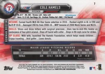 2017 Bowman #7 Cole Hamels Back
