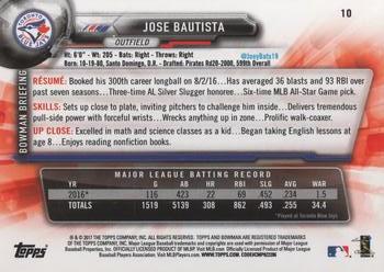 2017 Bowman #10 Jose Bautista Back