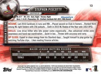 2017 Bowman #13 Stephen Piscotty Back