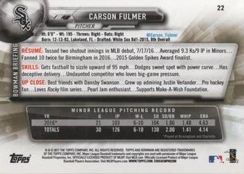 2017 Bowman #22 Carson Fulmer Back
