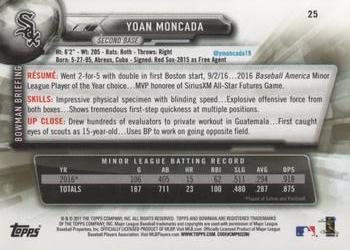 2017 Bowman #25 Yoan Moncada Back