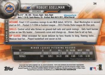 2017 Bowman #34 Robert Gsellman Back