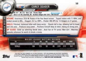 2017 Bowman #50 Corey Seager Back