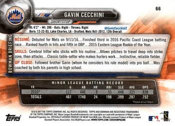 2017 Bowman #66 Gavin Cecchini Back