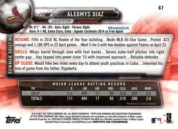 2017 Bowman #67 Aledmys Diaz Back