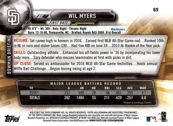 2017 Bowman #69 Wil Myers Back
