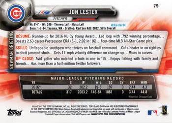 2017 Bowman #79 Jon Lester Back