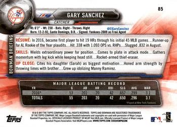 2017 Bowman #85 Gary Sanchez Back