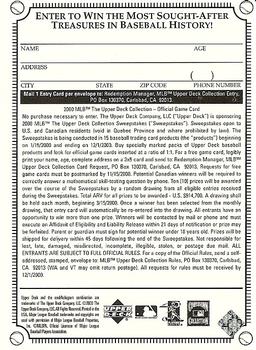 2000 Upper Deck - Upper Deck Collection Entry Forms #NNO Mickey Mantle Game-Used Bat Entry Form Back