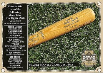 2000 Upper Deck - Upper Deck Collection Entry Forms #NNO Mickey Mantle Game-Used Bat Entry Form Front