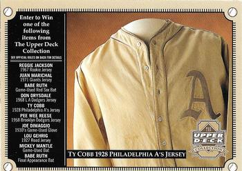 2000 Upper Deck - Upper Deck Collection Entry Forms #NNO Ty Cobb 1928 Philadelphia A's Jersey Entry Form Front