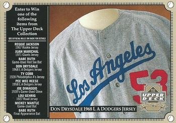 2000 Upper Deck - Upper Deck Collection Entry Forms #NNO Don Drysdale 1968 L.A. Dodgers Jersey Entry Form Front