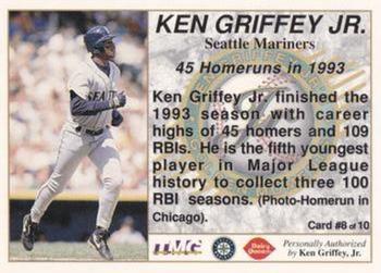 1994 Dairy Queen Ken Griffey Jr's Golden Moments - Gold #8 Ken Griffey Jr. Back