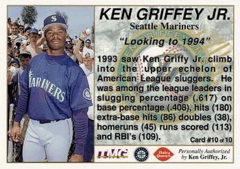 1994 Dairy Queen Ken Griffey Jr's Golden Moments - Gold #10 Ken Griffey Jr. Back