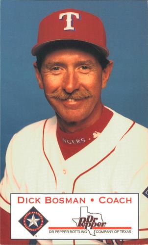 1996 Dr. Pepper Texas Rangers 3x5 #NNO Dick Bosman Front