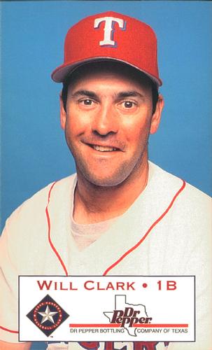 1996 Dr. Pepper Texas Rangers 3x5 #NNO Will Clark Front