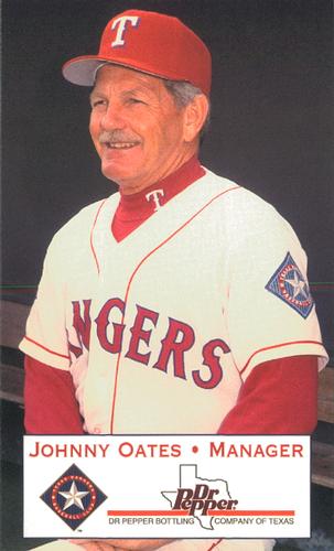 1996 Dr. Pepper Texas Rangers 3x5 #NNO Johnny Oates Front