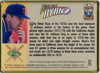 1995 Classic Metallic Impressions Nolan Ryan 10-Card Tin #2 Nolan Ryan Back